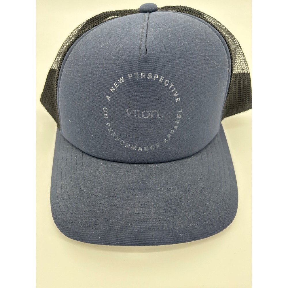 Vuori Performance Apparel Trucker Hat Navy Blue Black Mesh Snapback V8013